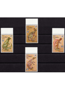 GAMBIA francobolli sui dinosauri serie completa nuova Yvert e Tellier 1213/16